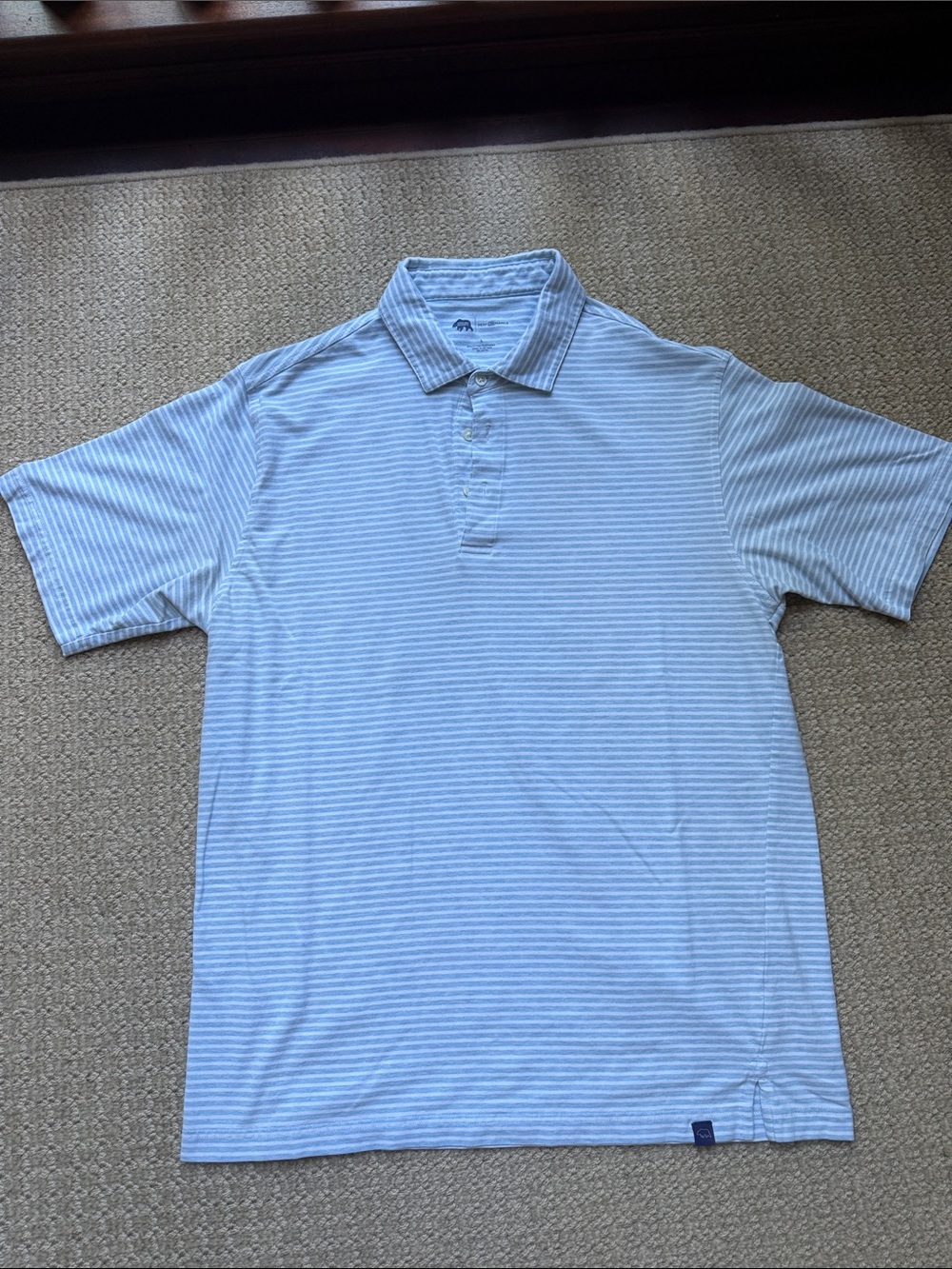 Onward Reserve Men's Light Blue Striped Polo Shirt Size L